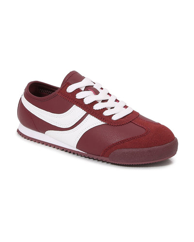 Sneakers combinados vino y blanco
