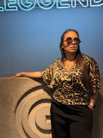 Camisa manga corta de satín leopart print