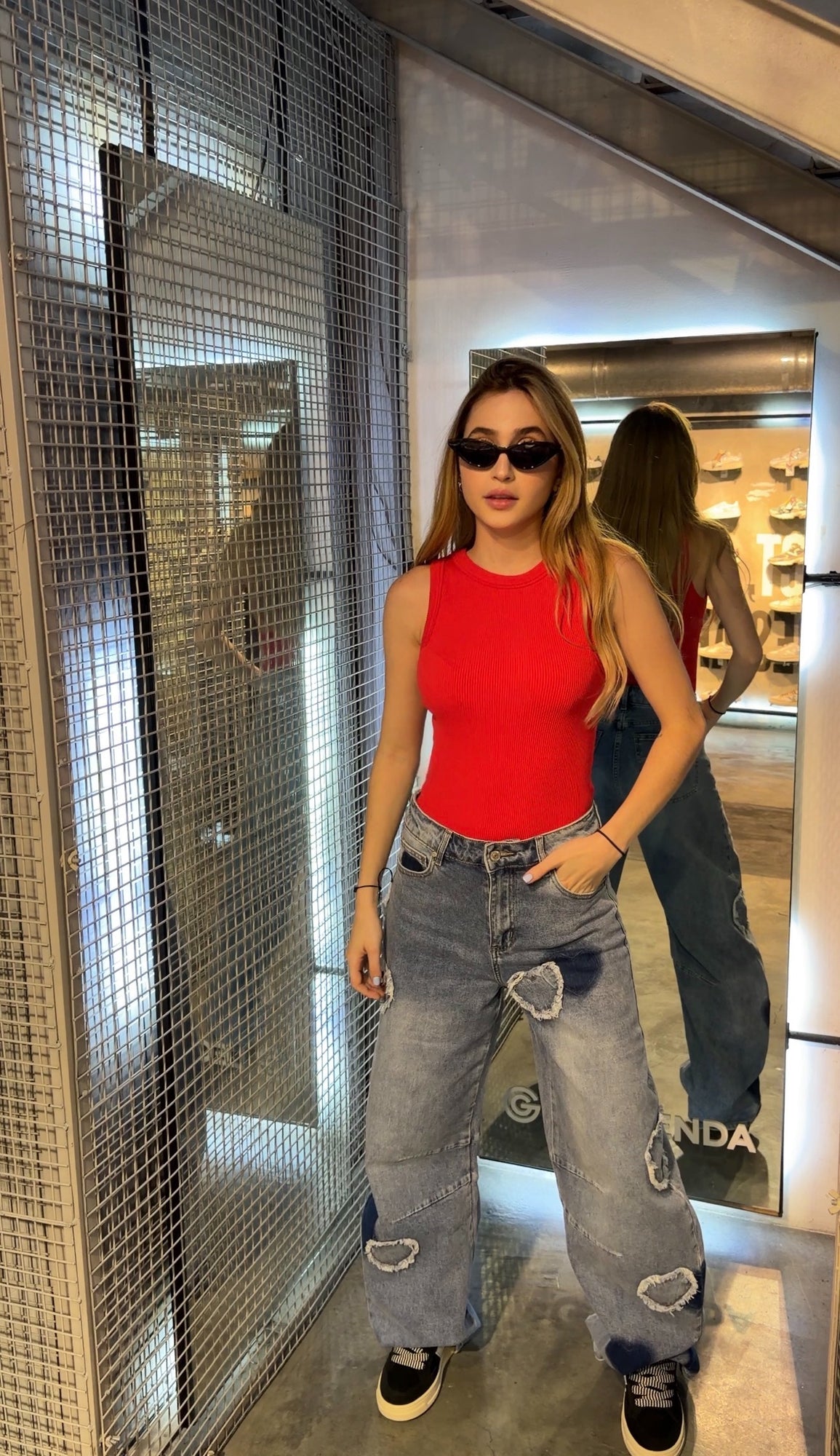 Body acanalado sin mangas rojo