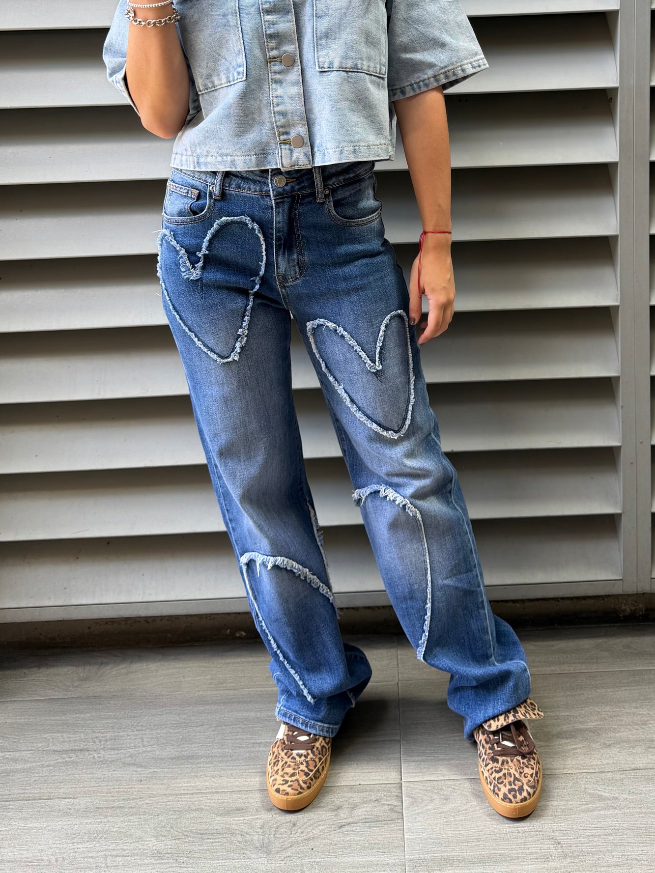 Jean wide leg corazón