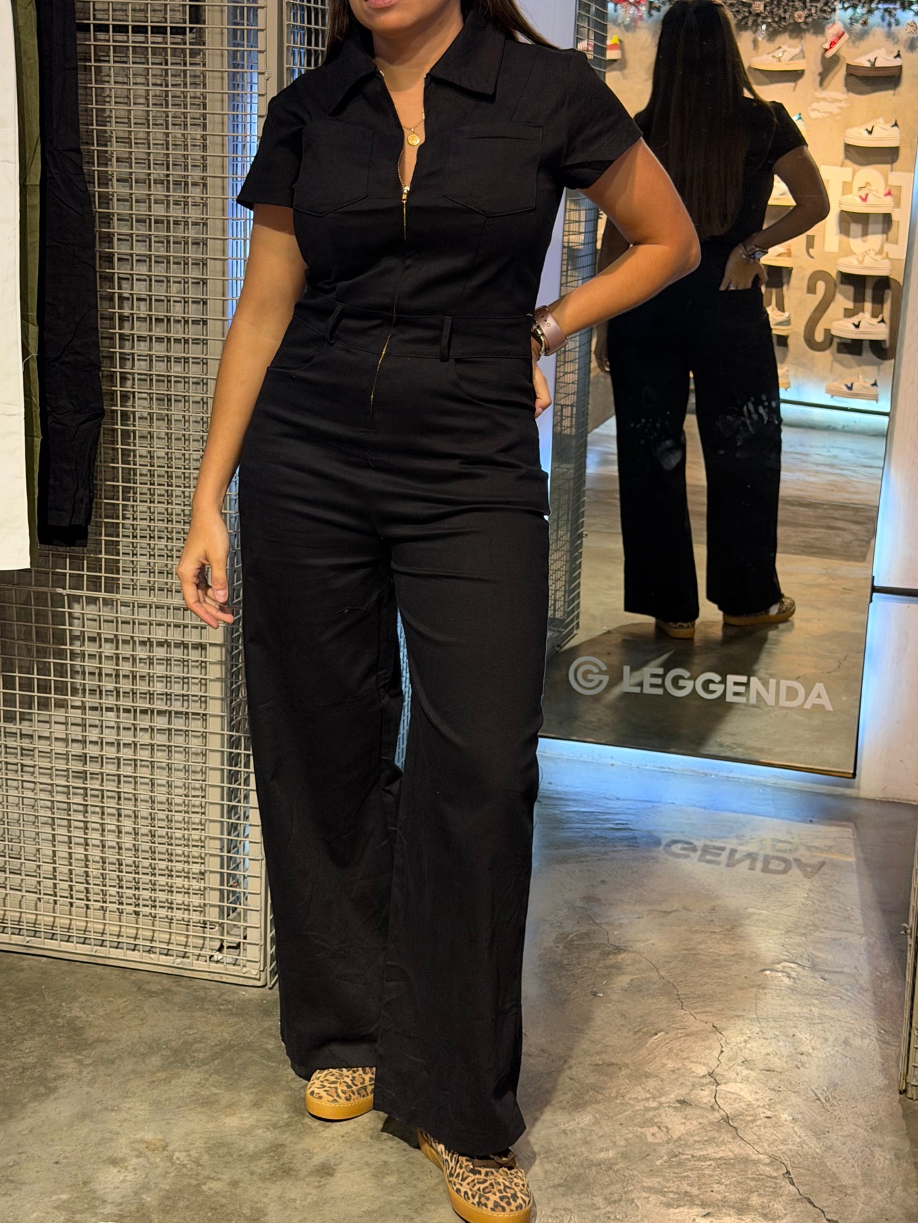 Jumpsuits manga corta negro