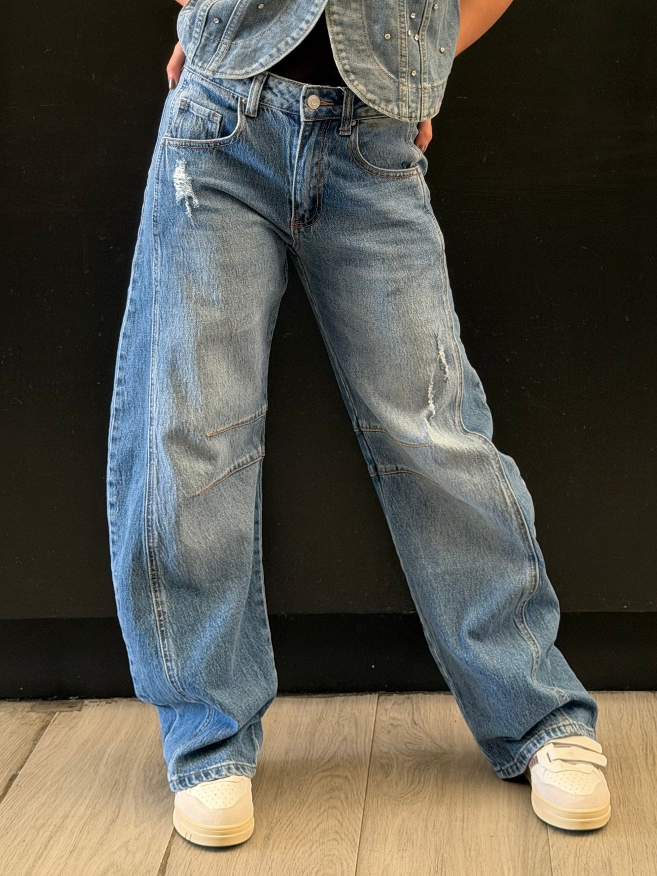 Jean baggy con desgaste