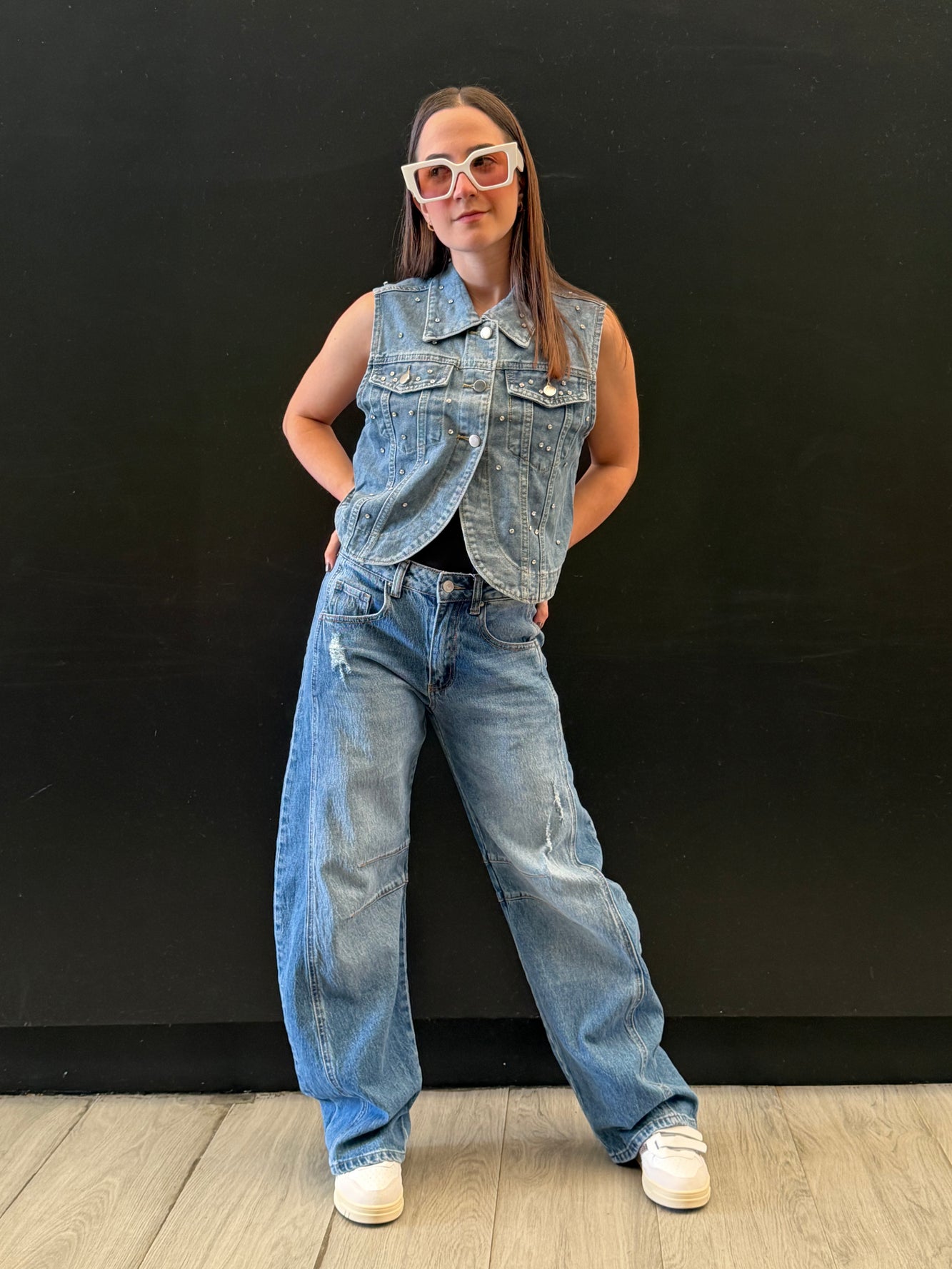 Jean baggy con desgaste