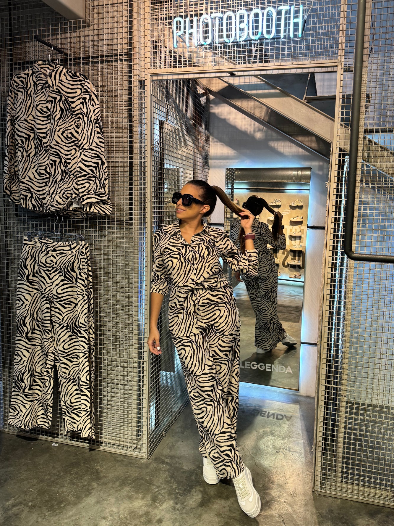 Set zebra nude manga larga y pantalón