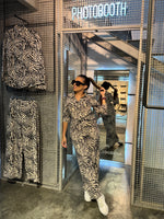 Set zebra nude manga larga y pantalón