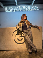 Jean mom washed leopard print