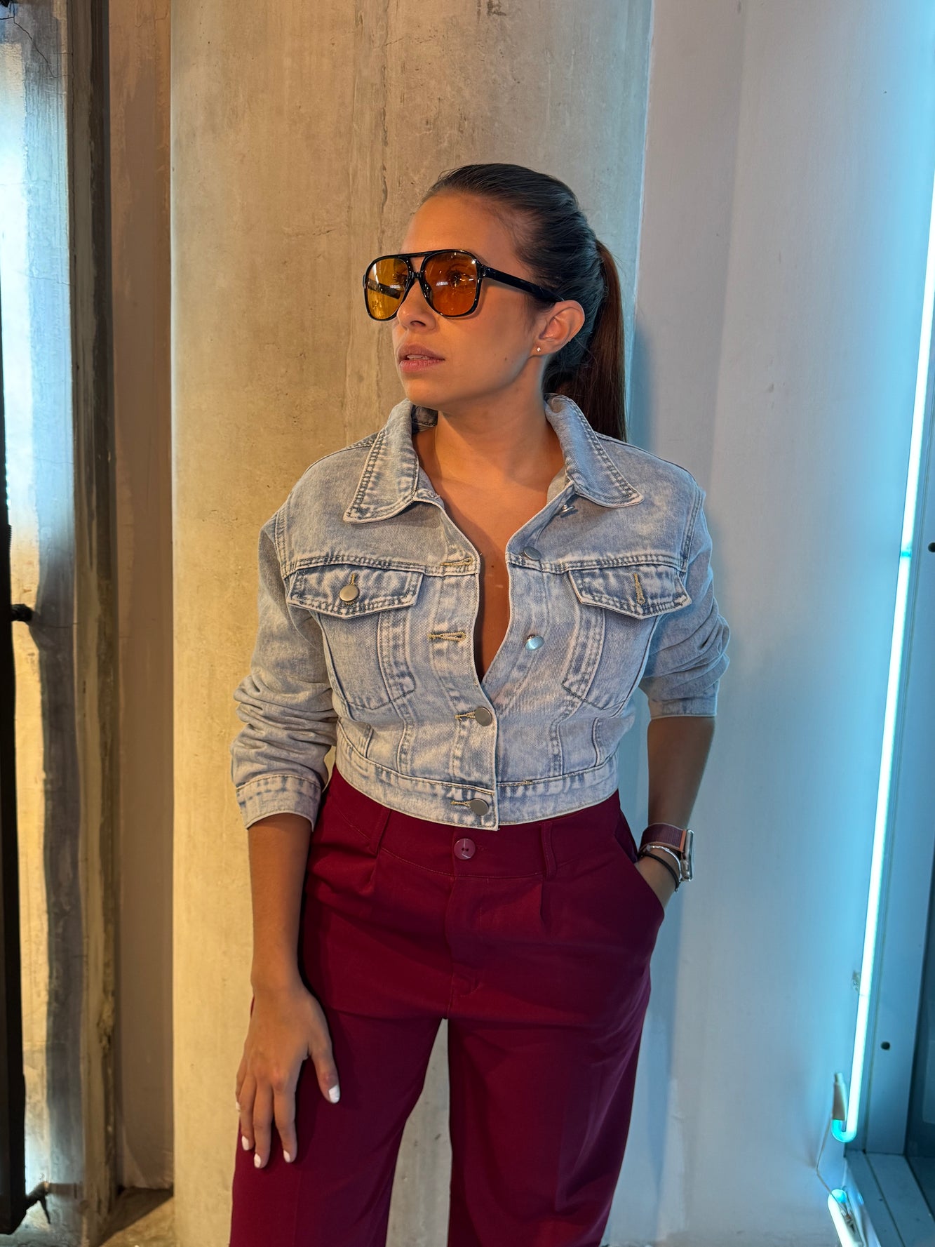 Chaqueta Denim cropped