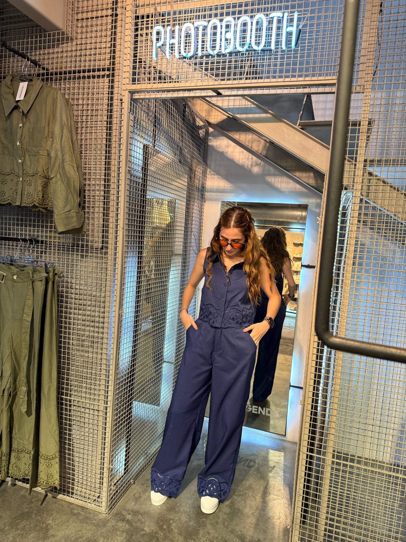 Set Navy chaleco crochet con pantalón