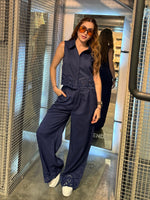 Set Navy chaleco crochet con pantalón