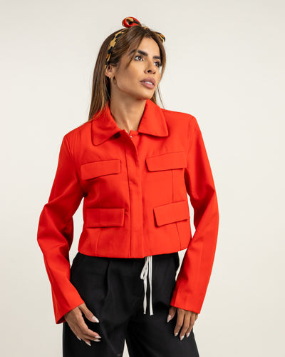 Chaqueta cropped roja