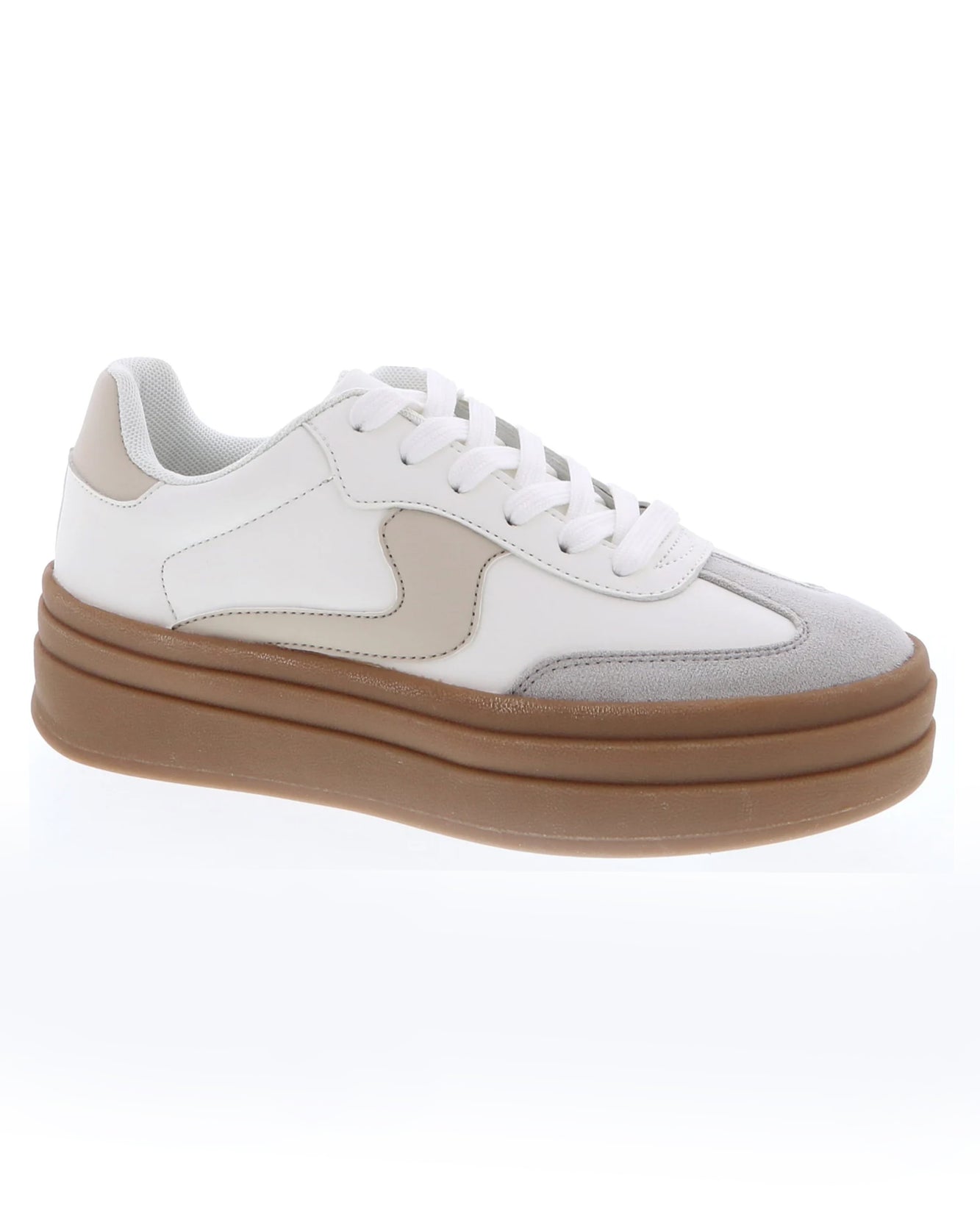 Sneakers de plataforma blanco y beige