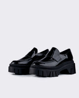 Mocasines chunky de cuerina negro