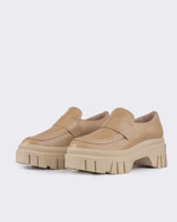 Mocasines chunky de cuerina nude